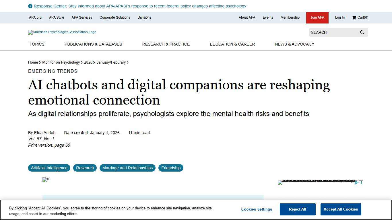 AI chatbots and digital companions are reshaping emotional connection